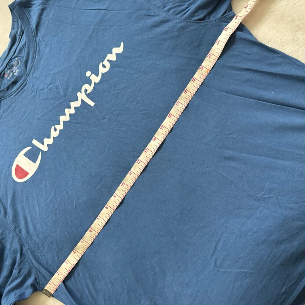 champions mens tee shirt size XL blue color long sleeve round neck logo nwot - Picture 3 of 7
